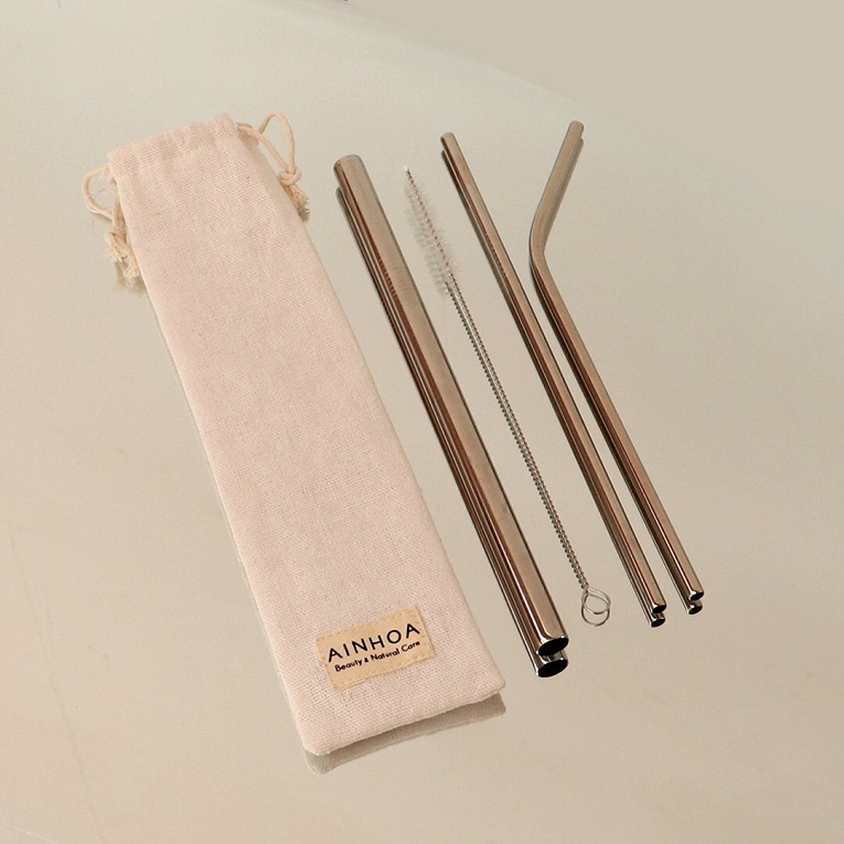 Set de Cañitas Acero Inoxidable Silver